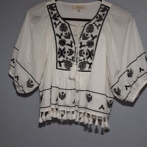 Chelsea & Violet White and Black Embroidered Blouse